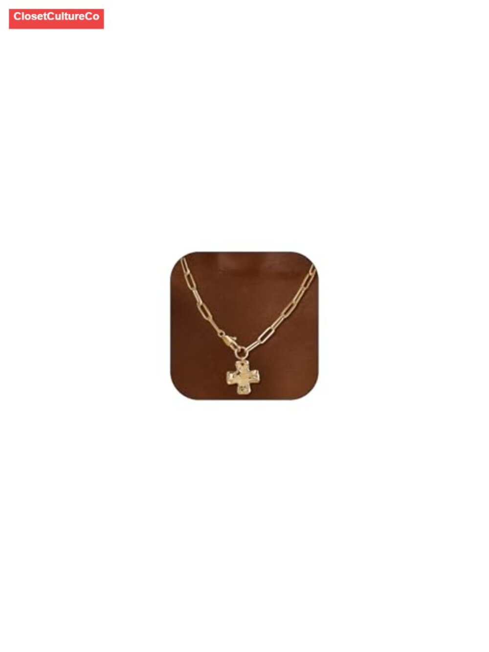 Chunky Cross Pendant Necklace Gold Silver Chain Charm Dainty Statement Jewelry